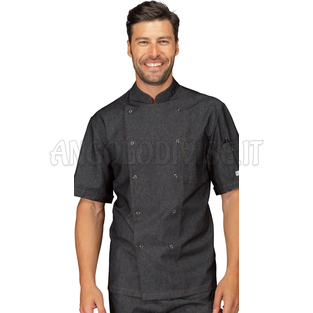 ISACCO GIACCA CUOCO BOTTONI A PRESSIONE M/M BLACK JEANS 100 % COTTON