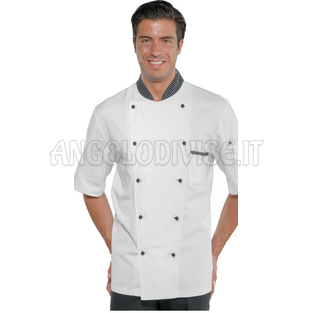 ISACCO GIACCA CUOCO MEZZA MANICA VIENNA NERO 100 % COTTON
