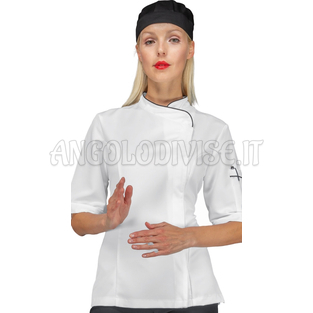 ISACCO GIACCA LADY SNAPS M/M BOHEME BIANCO + NERO 100% POLYESTER BOHÉME