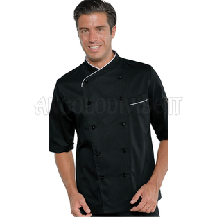 ISACCO GIACCA PANAMA SLIM MEZZA MANICA NERO + BIANCO 65% POLYESTER  35% COTTON