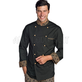 ISACCO GIACCA CUOCO EXTRA LIGHT NERO+MAORI 92 65% POLYESTER  35% COTTON