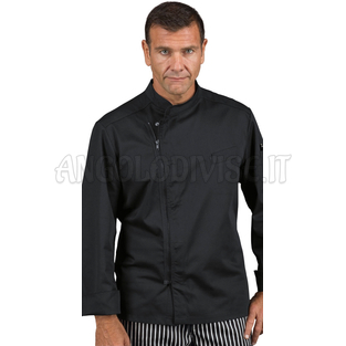 ISACCO GIACCA BILBAO ZIP NERO 65% POLYESTER  35% COTTON