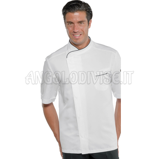 ISACCO GIACCA CUOCO BILBAO MEZZA MANICA BIANCO+NERO 100% POLYESTER  SUPERDRY MICROFIBRA