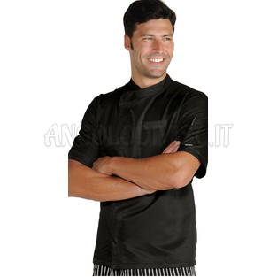ISACCO GIACCA CUOCO PRETORIA EXTRA LIGHT M/M NERO 65% POLYESTER  35% COTTON