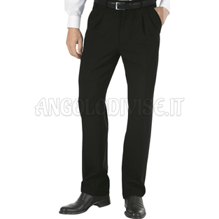 ISACCO PANTALONE UOMO 2 PINCES STRETCH LANA FODER. NERO 54% POLYESTER 44% WOOL (LANA) 2% SPANDEX