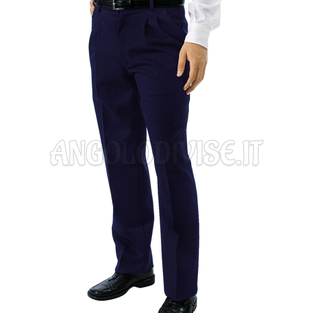 ISACCO PANTALONE UOMO 2 PINCES STRETCH LANA FODER. BLU 54% POLYESTER 44% WOOL (LANA) 2% SPANDEX