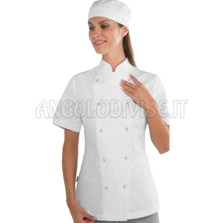 ISACCO GIACCA LADY BOTTONI A PRESSIONE MEZZA MANICA BIANCO 100 % COTTON