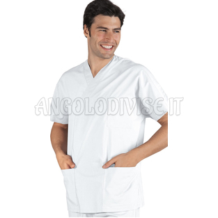 ISACCO CASACCA COLLO A V BIANCO 3XL UNISEX 100 % COTTON