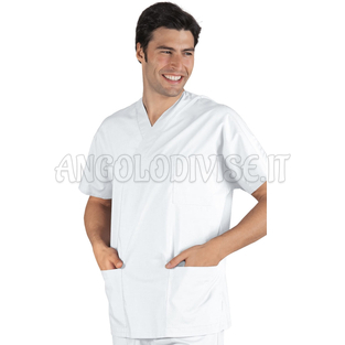 ISACCO CASACCA COLLO A V BIANCO 65% POLYESTER  35% COTTON
