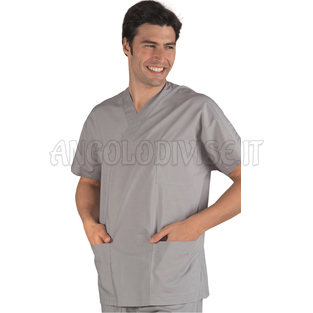 ISACCO CASACCA COLLO A V GRIGIO UNISEX 65% POLYESTER  35% COTTON 125 gr/m²