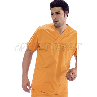 ISACCO CASACCA COLLO A V ALBICOCCA UNISEX 65% POLYESTER  35% COTTON