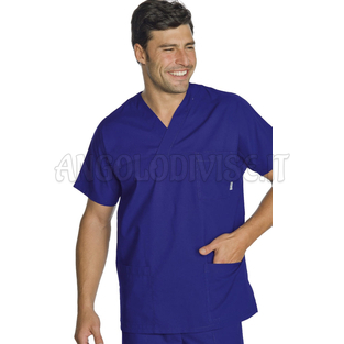 ISACCO CASACCA COLLO A V BLU UNISEX 65% POLYESTER  35% COTTON 125 gr/m²
