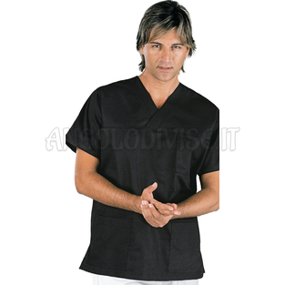 ISACCO CASACCA COLLO A V NERO UNISEX 65% POLYESTER  35% COTTON 125 gr/m²