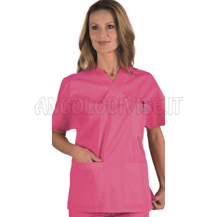 ISACCO CASACCA COLLO A V FUXIA UNISEX 65% POLYESTER  35% COTTON