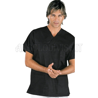 ISACCO CASACCA COLLO A V NERO UNISEX 65% POLYESTER  35% COTTON 195 gr/m²