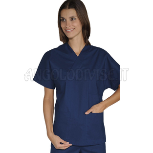 ISACCO CASACCA COLLO A V BLU UNISEX 65% POLYESTER  35% COTTON 195 gr/m²