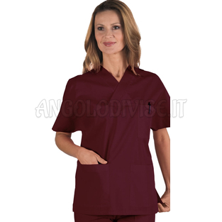 ISACCO CASACCA COLLO A V BORDEAUX UNISEX 65% POLYESTER  35% COTTON