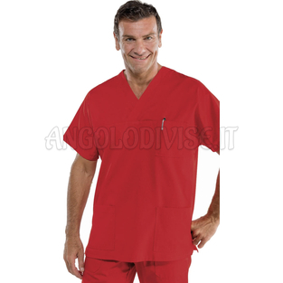 ISACCO CASACCA COLLO A V ROSSO UNISEX 65% POLYESTER  35% COTTON