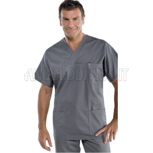 ISACCO CASACCA COLLO A V GRIGIO UNISEX 65% POLYESTER  35% COTTON 195 gr/m²