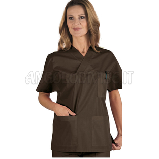 ISACCO CASACCA COLLO A V CACAO UNISEX 65% POLYESTER  35% COTTON