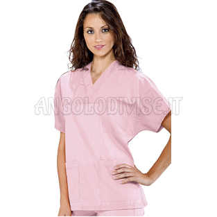 ISACCO CASACCA COLLO A V ROSA UNISEX 65% POLYESTER  35% COTTON