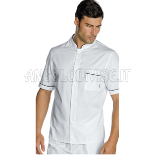 ISACCO GIACCA COREANA LAVORO BIANCO + NERO 100 % COTTON