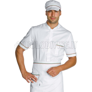 ISACCO GIACCA COREANA LAVORO BIANCO + TRICOLORE 100 % COTTON