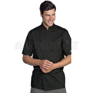 ISACCO GIACCA CUOCO EXTRA LIGHT M/M NERO 65% POLYESTER  35% COTTON