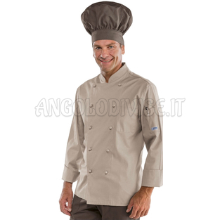 ISACCO GIACCA CUOCO TORTORA 65% POLYESTER  35% COTTON