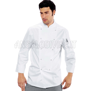 ISACCO GIACCA CUOCO BOTT.A PRESSIONE BIANCO 65% POLYESTER  35% COTTON