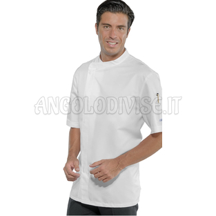 ISACCO GIACCA CUOCO BILBAO MEZZA MANICA BIANCO 100 % COTTON