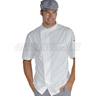 ISACCO GIACCA CUOCO BILBAO EXTRA LIGHT MEZZA MANICA BIANCO 65% POLYESTER  35% COTTON