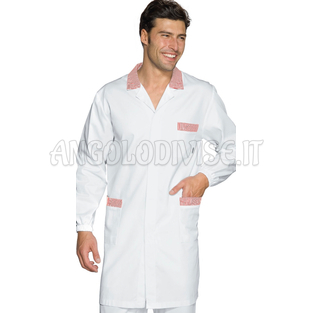 ISACCO CAMICE TORONTO M/M BIANCO+R.ROSSA 100 % COTTON