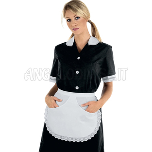 ISACCO GREMBIULE C/PIZZO S/TASCHE BIANCO 65% POLYESTER  35% COTTON
