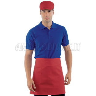 ISACCO GREMBIULE VITA CM 70X46 C/TASCA ROSSO 65% POLYESTER  35% COTTON