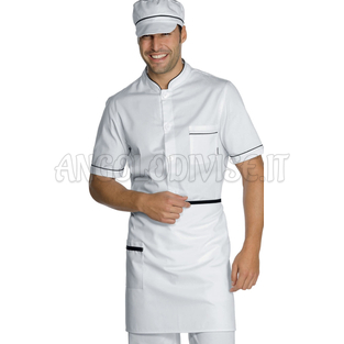 ISACCO GREMBIULE VITA CM 70X46 C/TASCA B.CO+NERO 100 % COTTON