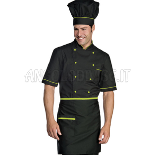 ISACCO GREMBIULE VITA CM 70X46 C/TASCA NERO+MELA 65% POLYESTER  35% COTTON