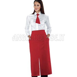 ISACCO GREMBIULE VERSAILLES CON SPACCO ROSSO 100 % POLYESTER