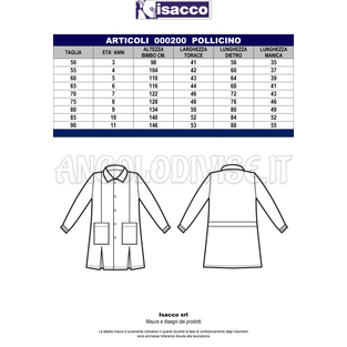 ISACCO GREMBIULE POLLICINO BLU 65% POLYESTER  35% COTTON