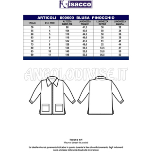 ISACCO BLUSA PINOCCHIO NERO 65% POLYESTER  35% COTTON