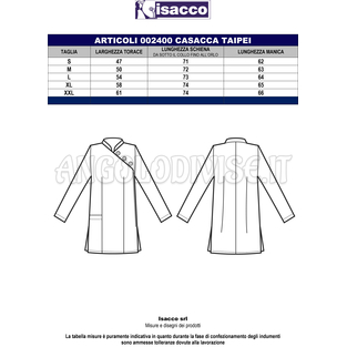 ISACCO CASACCA TAIPEI M/M BIANCO 100 % POLYESTER