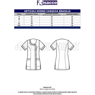 ISACCO CASACCA BRASILIA BIANCO + MELA 65% POLYESTER  35% COTTON