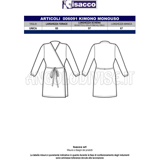 ISACCO KIMONO MANICA LUNGA MONOUSO NERO IN TESSUTO LAVABILE 100 % POLYESTER