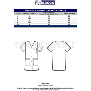 ISACCO CASACCA DACCA BLU 65% POLYESTER  35% COTTON