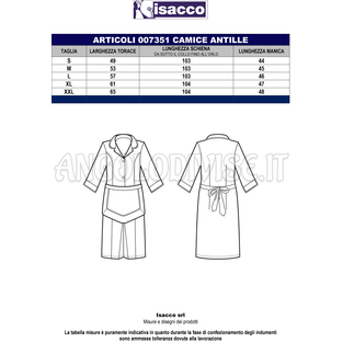 ISACCO CAMICE LIPARI CON GREMBIULINO R.NERO 100% COTTON PIQUET