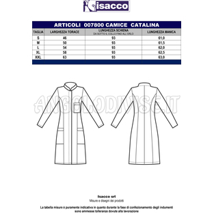 ISACCO CAMICE CATALINA M/M SUPER STRETCH BIANCO 97% COTTON  3% SPANDEX