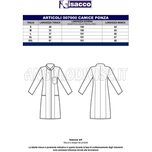 ISACCO CAMICE PONZA POLSI IN MAGLIA BIANCO 100 % COTTON