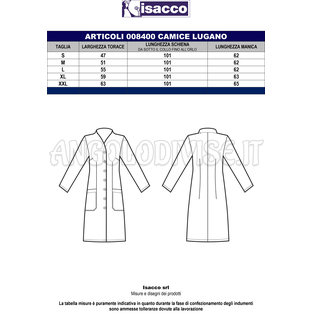 ISACCO CAMICE LUGANO BIANCO 100 % COTTON
