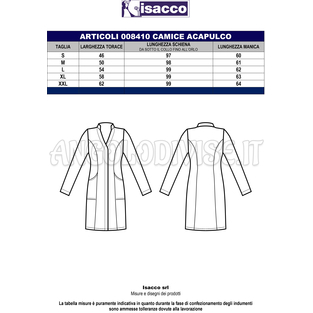 ISACCO CAMICE ACAPULCO M/M BIANCO 65% POLYESTER  35% COTTON