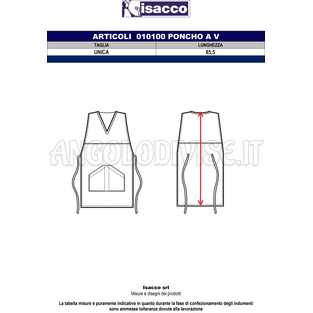 ISACCO PONCHO V BIANCO 65% POLYESTER  35% COTTON